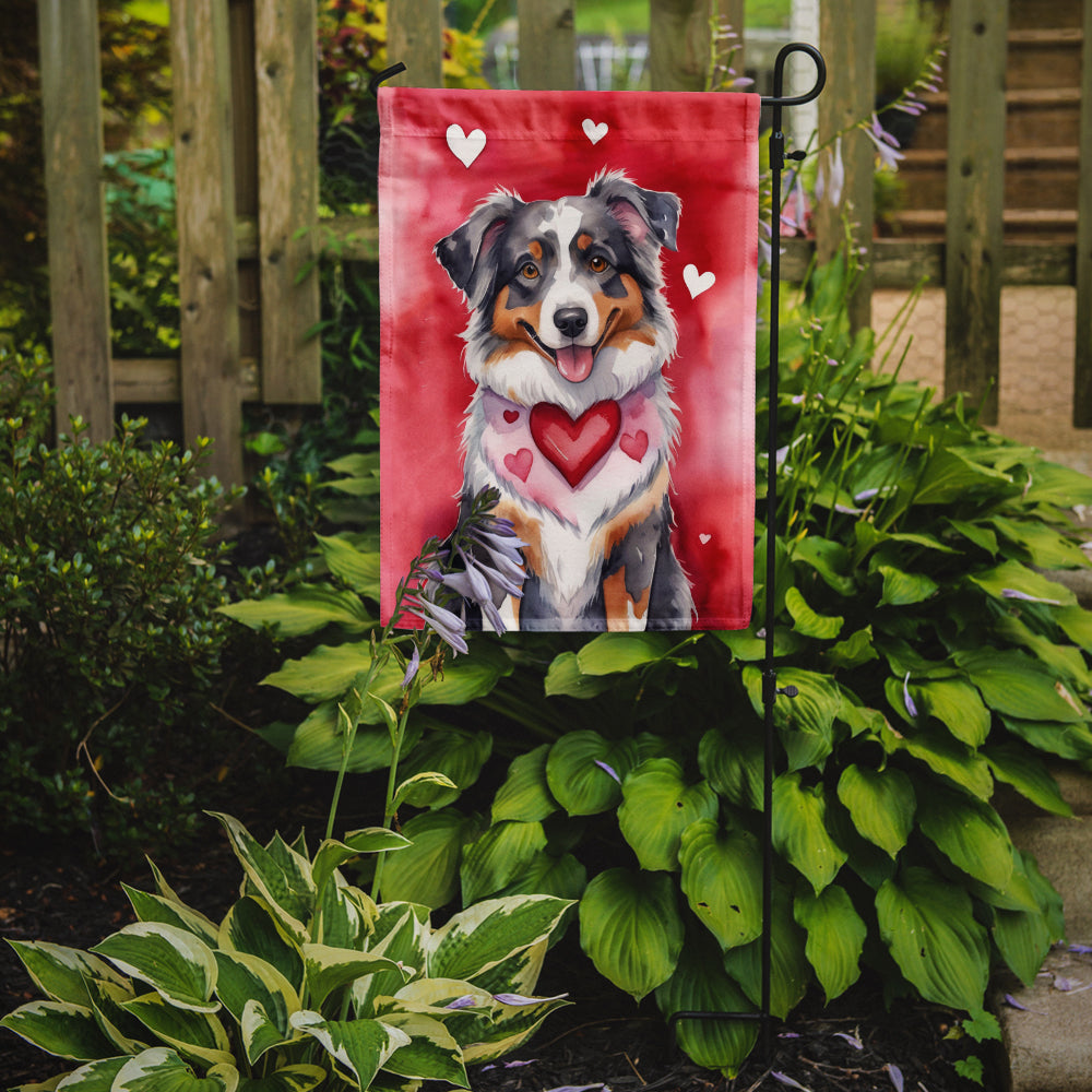 Australian Shepherd My Valentine Garden Flag Mailbox Decorative Yard Banner Outside Patio Artwork for Flower Beds, Garden Size, Multicolor