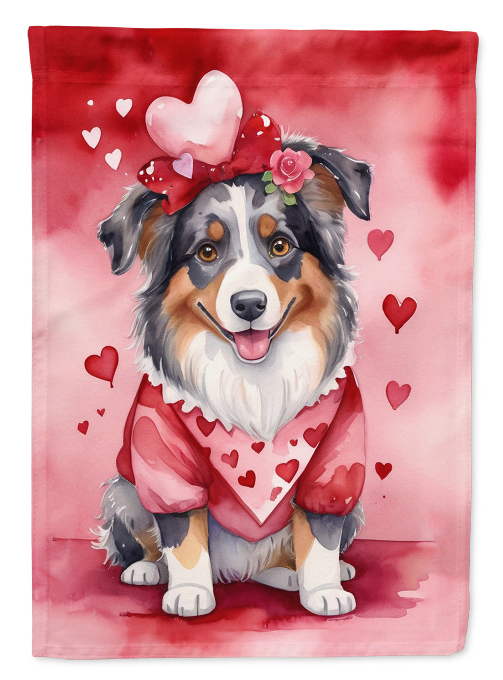 Australian Shepherd My Valentine Garden Flag Mailbox Decorative Yard Banner Outside Patio Artwork for Flower Beds, Garden Size, Multicolor