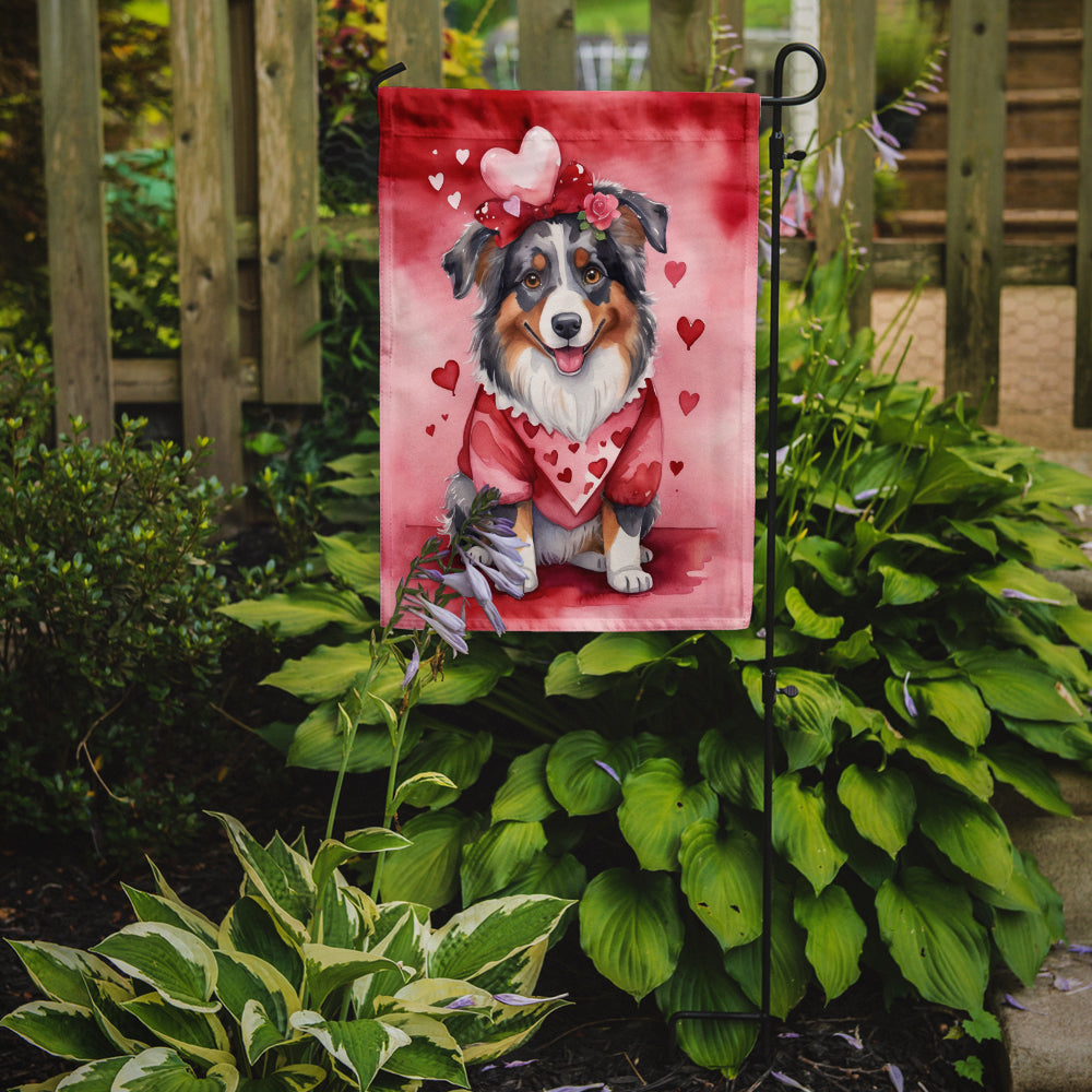 Australian Shepherd My Valentine Garden Flag Mailbox Decorative Yard Banner Outside Patio Artwork for Flower Beds, Garden Size, Multicolor