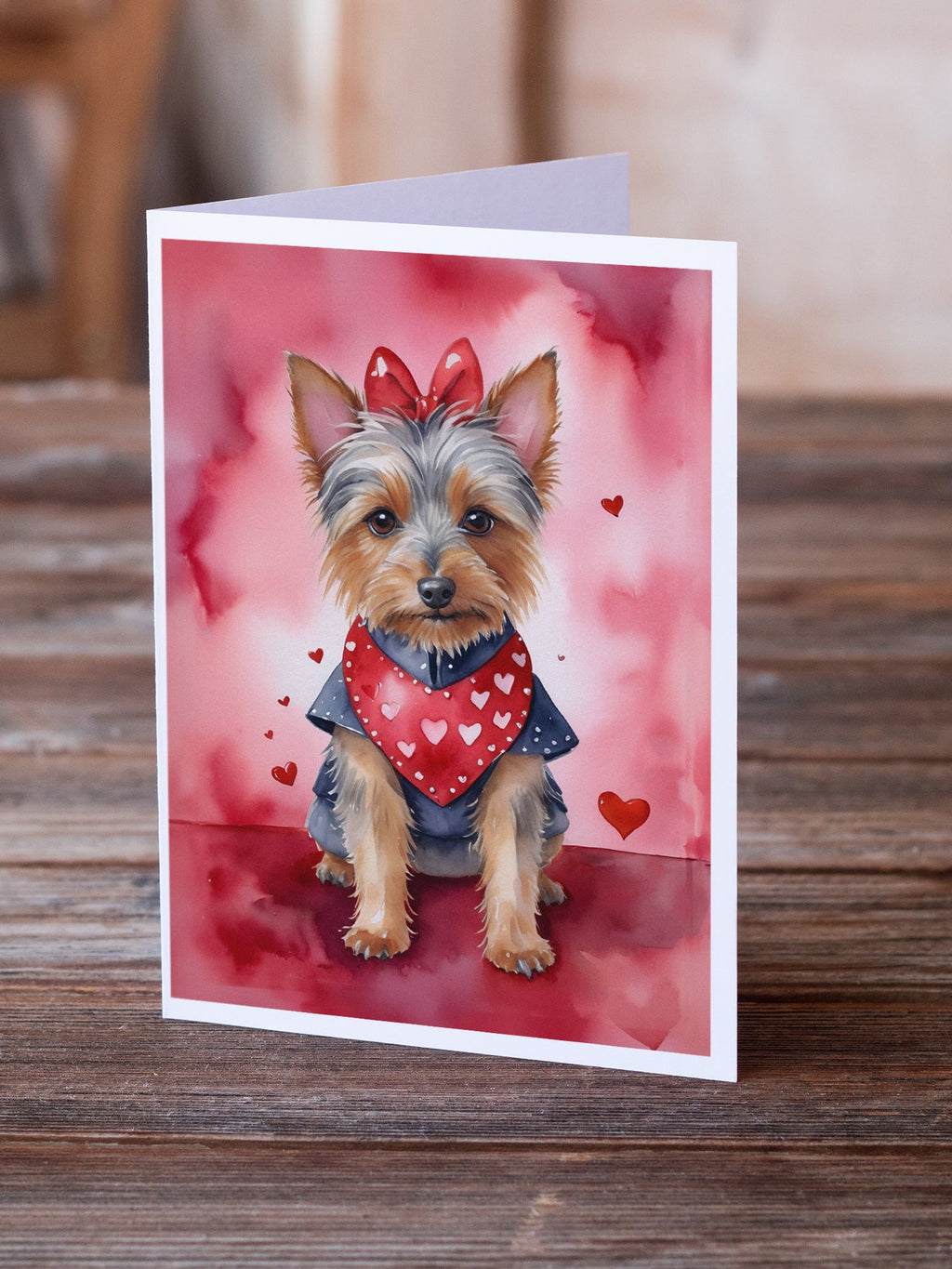 Australian Terrier My Valentine Greeting Cards Pack of 8 Blank Cards with Envelopes Whimsical A7 Size 5x7