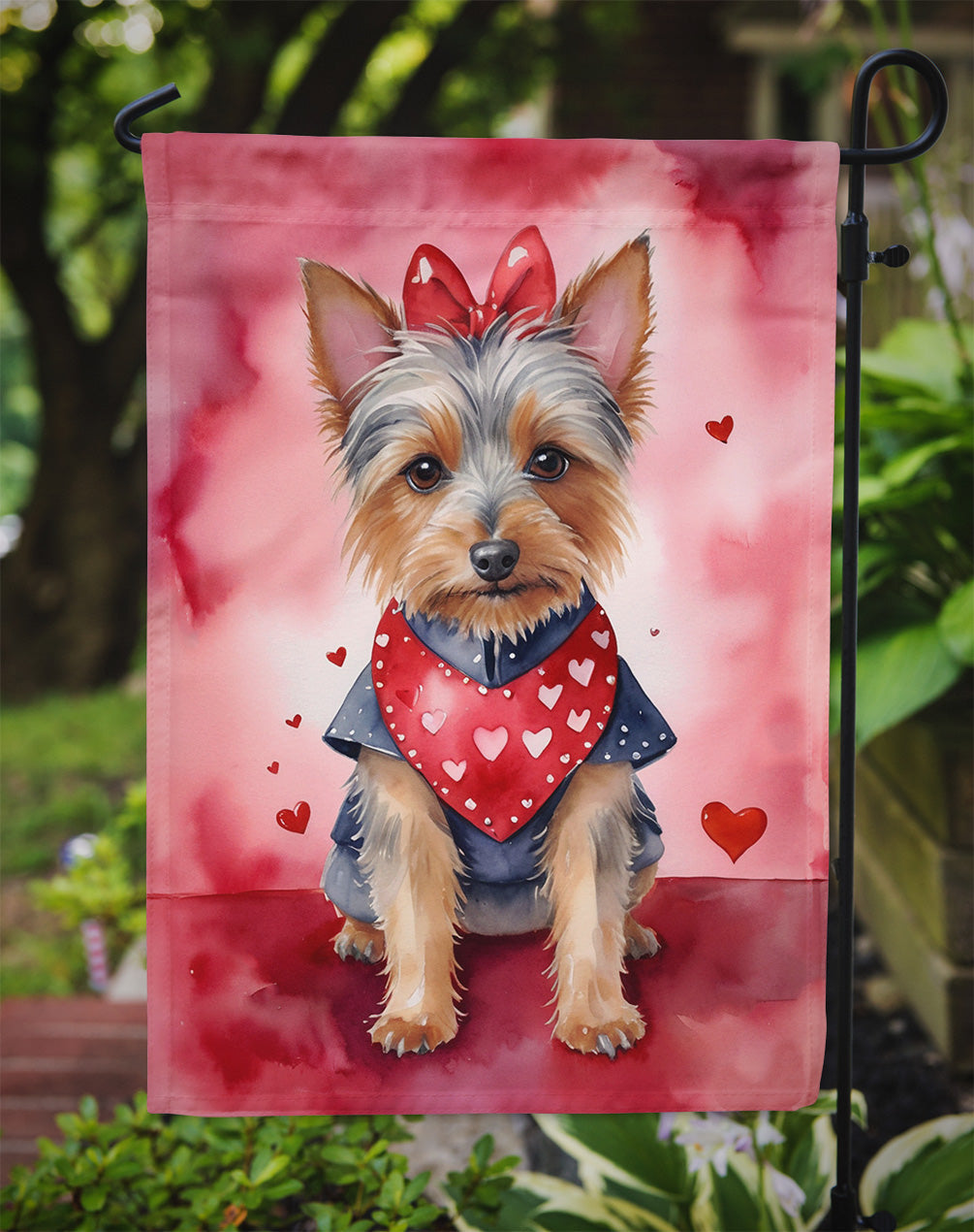 Australian Terrier My Valentine Garden Flag Mailbox Decorative Yard Banner Outside Patio Artwork for Flower Beds, Garden Size, Multicolor