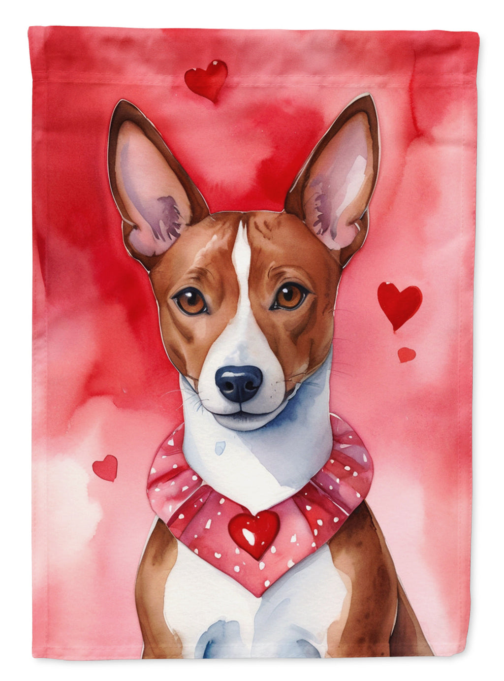 Basenji My Valentine Garden Flag Mailbox Decorative Yard Banner Outside Patio Artwork for Flower Beds, Garden Size, Multicolor