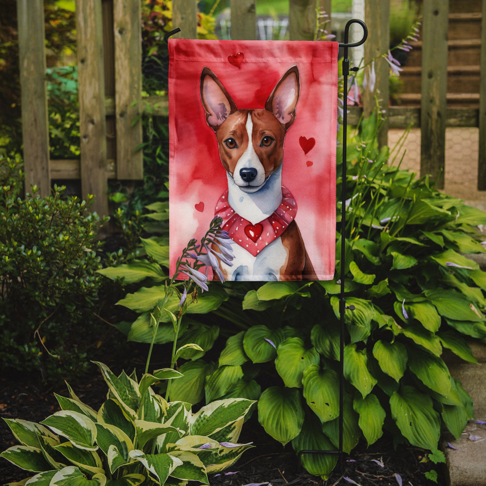 Basenji My Valentine Garden Flag Mailbox Decorative Yard Banner Outside Patio Artwork for Flower Beds, Garden Size, Multicolor