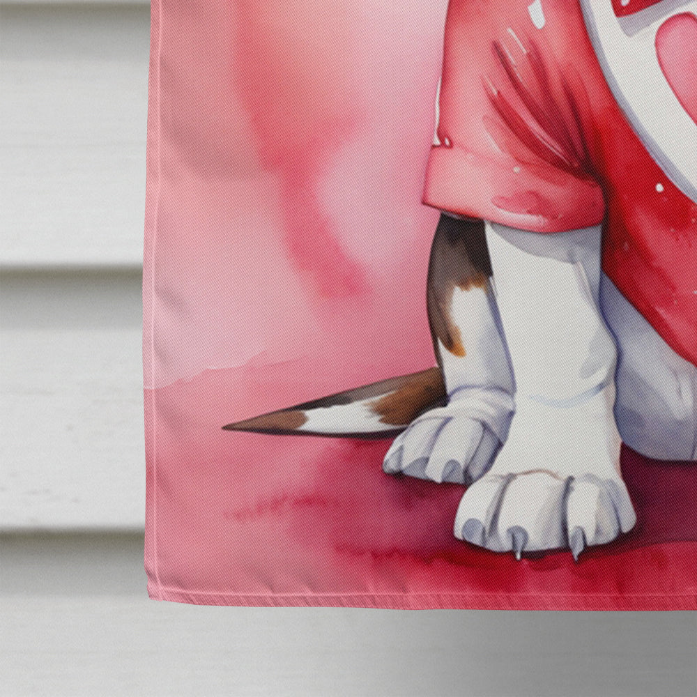 Basset Hound My Valentine House Flag 28x40 Porch Sleeve Pole Decorative Outside Yard Banner Artwork Wall Hanging, Polyester