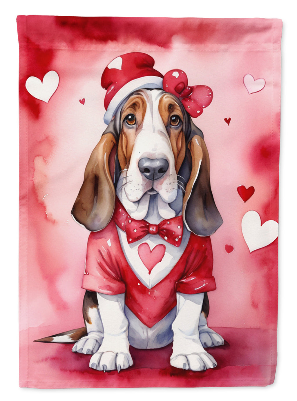 Basset Hound My Valentine Garden Flag Mailbox Decorative Yard Banner Outside Patio Artwork for Flower Beds, Garden Size, Multicolor