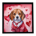 Beagle My Valentine Framed Metal Print Bathroom, Kitchen, Office, Home Decor Wall Art Ready to Hang, Square, 8X8