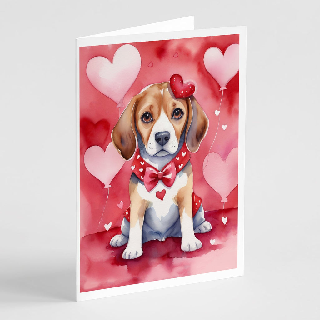 Beagle My Valentine Greeting Cards Pack of 8 Blank Cards with Envelopes Whimsical A7 Size 5x7