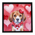 Beagle My Valentine Framed Metal Print Bathroom, Kitchen, Office, Home Decor Wall Art Ready to Hang, Square, 8X8