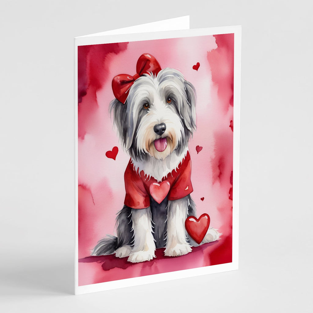 Bearded Collie My Valentine Greeting Cards Pack of 8 Blank Cards with Envelopes Whimsical A7 Size 5x7