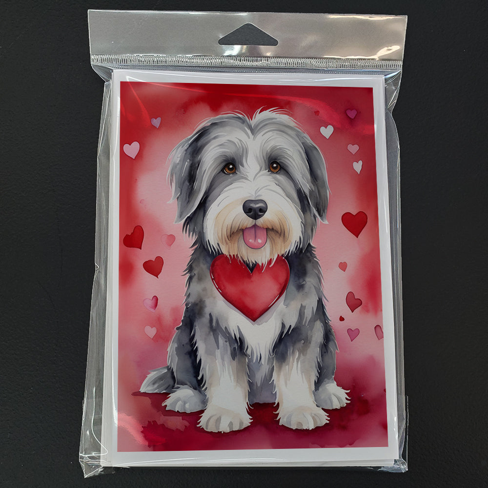 Bearded Collie My Valentine Greeting Cards Pack of 8 Blank Cards with Envelopes Whimsical A7 Size 5x7