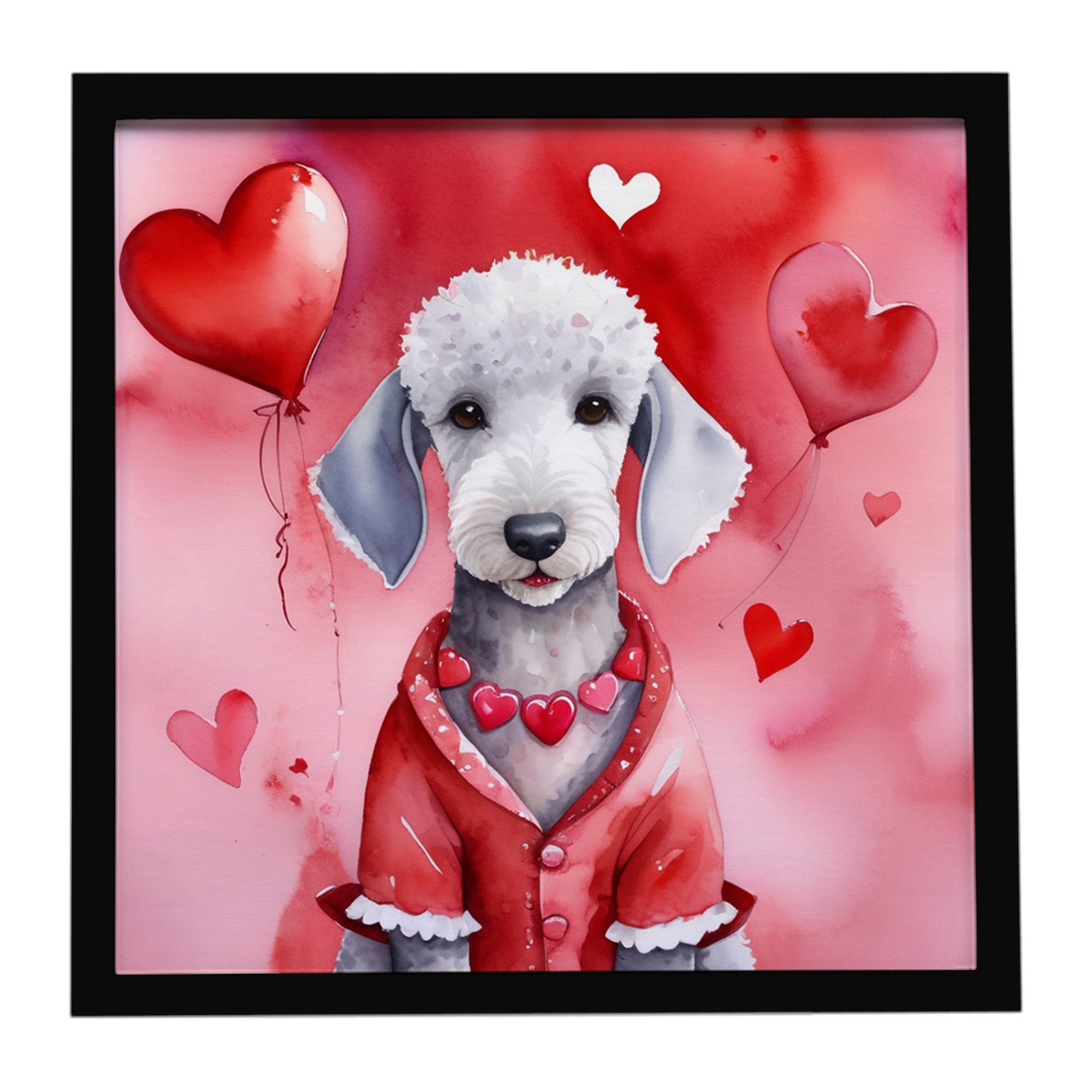 Bedlington Terrier My Valentine Framed Metal Print Bathroom, Kitchen, Office, Home Decor Wall Art Ready to Hang, Square, 8X8
