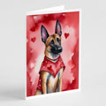 Belgian Malinois My Valentine Greeting Cards Pack of 8 Blank Cards with Envelopes Whimsical A7 Size 5x7