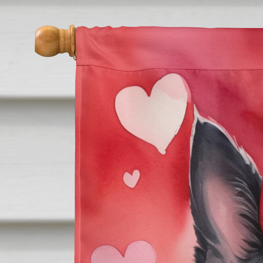 Belgian Sheepdog My Valentine House Flag 28x40 Porch Sleeve Pole Decorative Outside Yard Banner Artwork Wall Hanging, Polyester