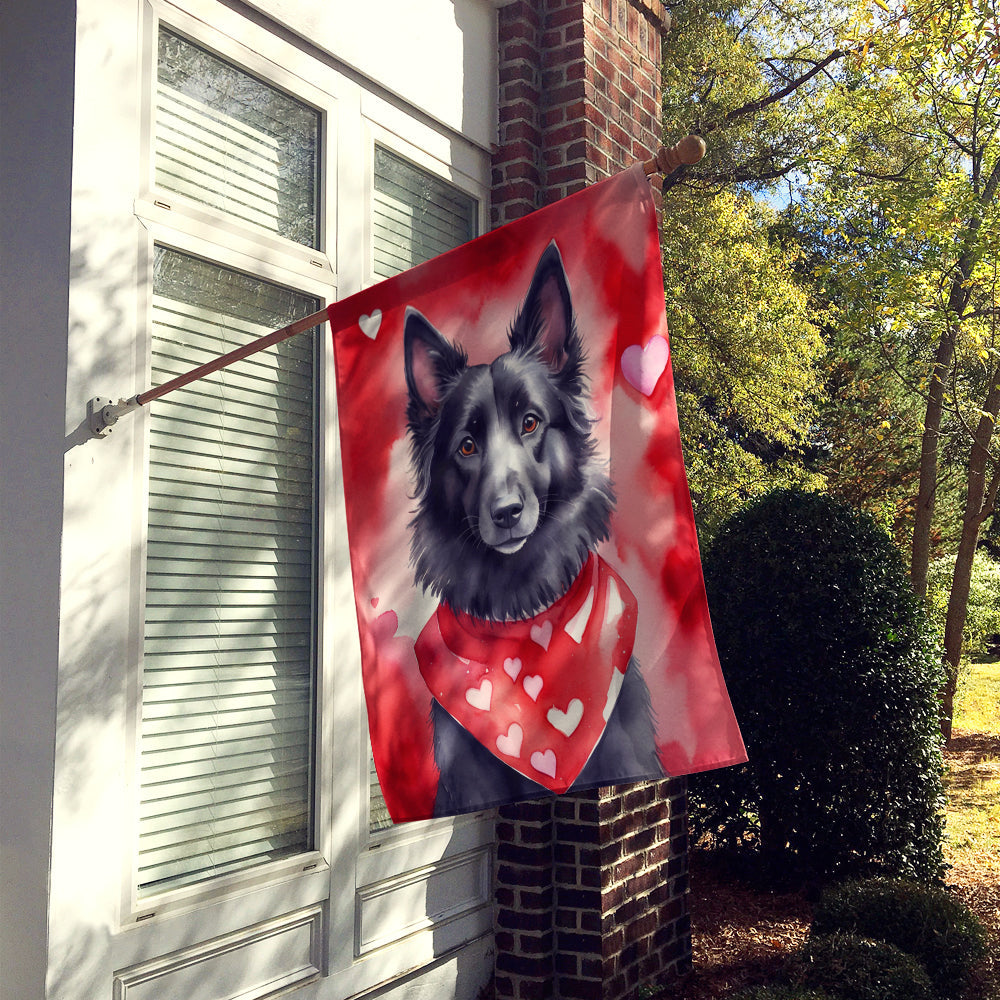 Belgian Sheepdog My Valentine House Flag 28x40 Porch Sleeve Pole Decorative Outside Yard Banner Artwork Wall Hanging, Polyester