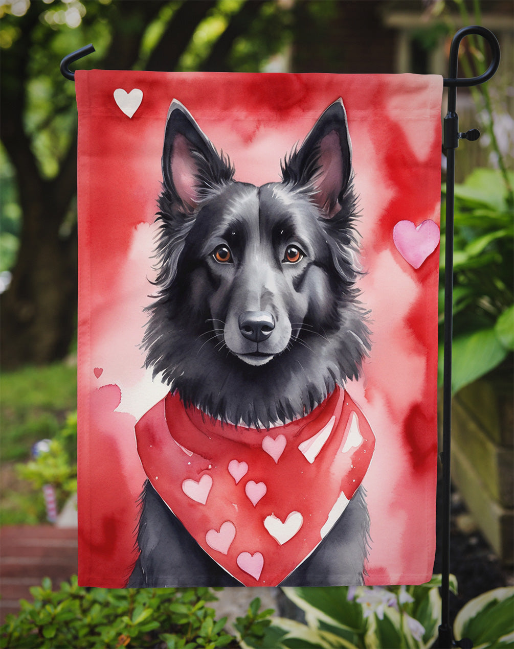 Belgian Sheepdog My Valentine Garden Flag Mailbox Decorative Yard Banner Outside Patio Artwork for Flower Beds, Garden Size, Multicolor