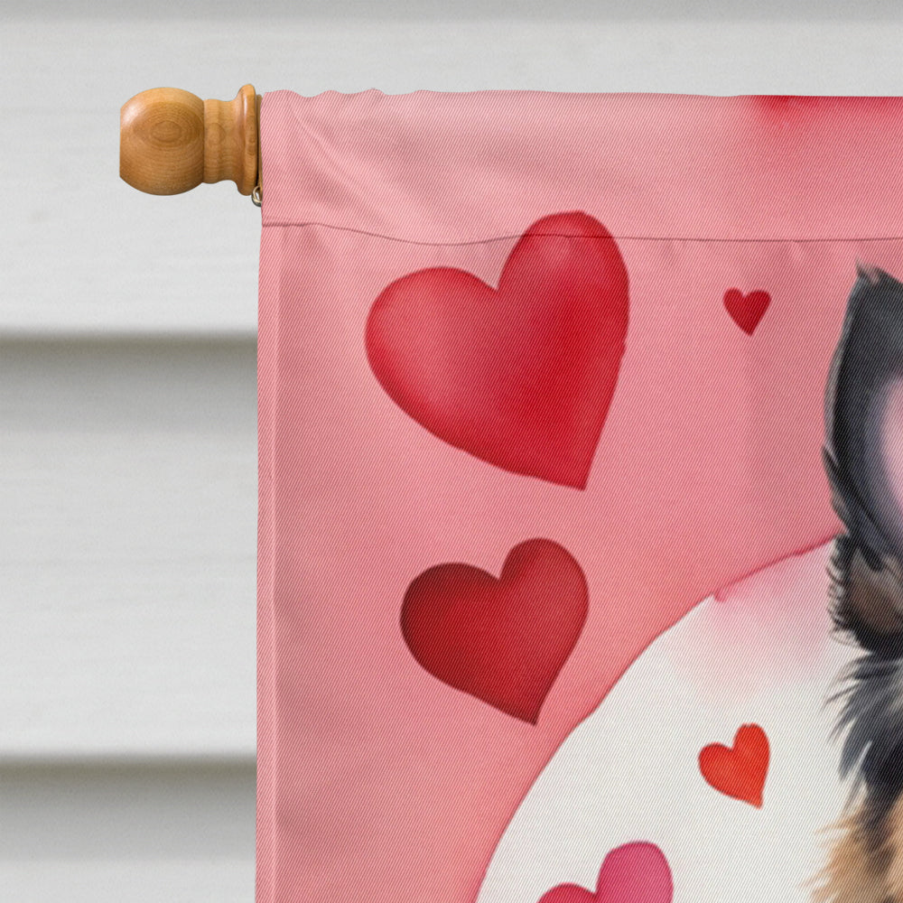 Belgian Tervuren My Valentine House Flag 28x40 Porch Sleeve Pole Decorative Outside Yard Banner Artwork Wall Hanging, Polyester