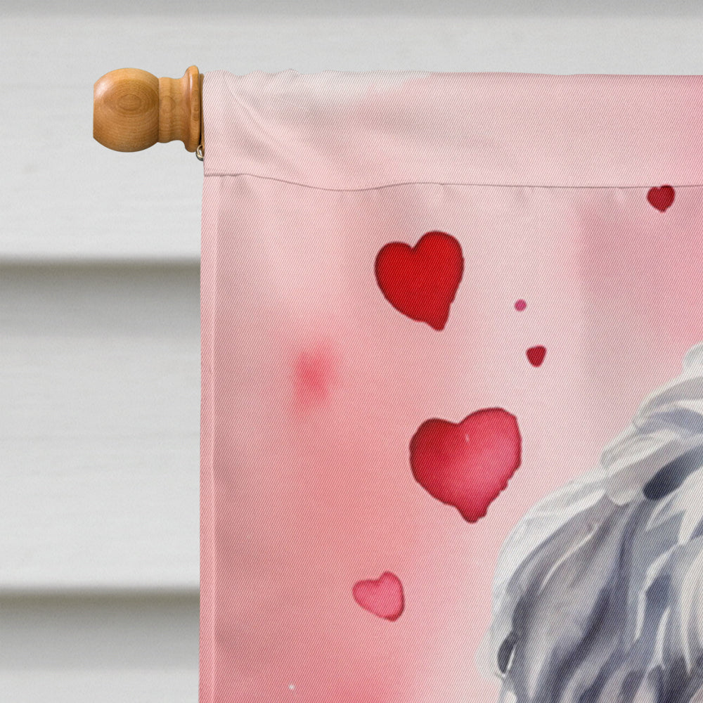 Bergamasco Sheepdog My Valentine House Flag 28x40 Porch Sleeve Pole Decorative Outside Yard Banner Artwork Wall Hanging, Polyester