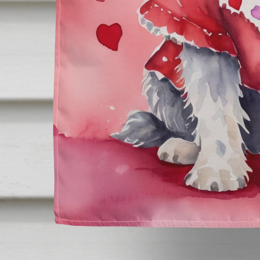Bergamasco Sheepdog My Valentine House Flag 28x40 Porch Sleeve Pole Decorative Outside Yard Banner Artwork Wall Hanging, Polyester