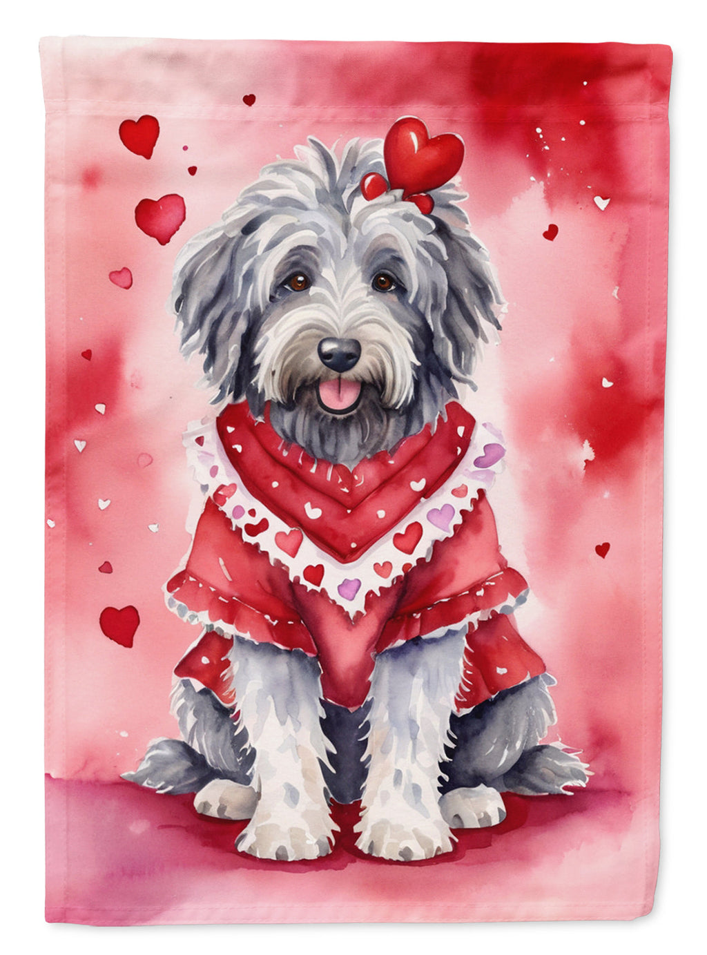 Bergamasco Sheepdog My Valentine Garden Flag Mailbox Decorative Yard Banner Outside Patio Artwork for Flower Beds, Garden Size, Multicolor
