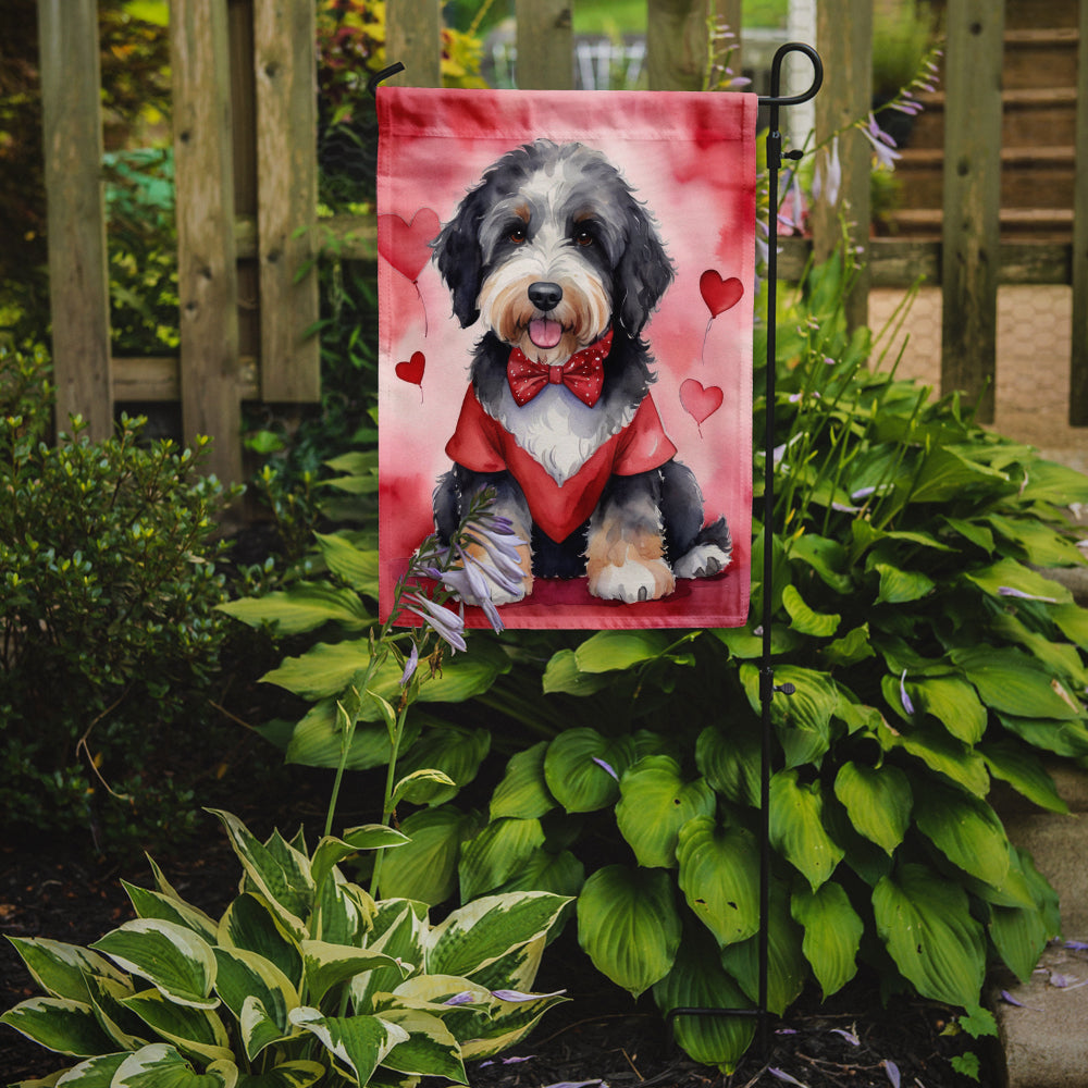 Bernedoodle My Valentine Garden Flag Mailbox Decorative Yard Banner Outside Patio Artwork for Flower Beds, Garden Size, Multicolor