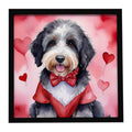 Bernedoodle My Valentine Framed Metal Print Bathroom, Kitchen, Office, Home Decor Wall Art Ready to Hang, Square, 8X8