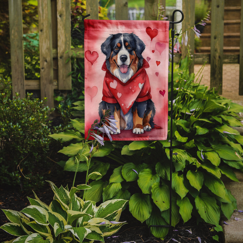 Bernese Mountain Dog My Valentine Garden Flag Mailbox Decorative Yard Banner Outside Patio Artwork for Flower Beds, Garden Size, Multicolor