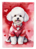 Bichon Frise My Valentine Garden Flag Mailbox Decorative Yard Banner Outside Patio Artwork for Flower Beds, Garden Size, Multicolor