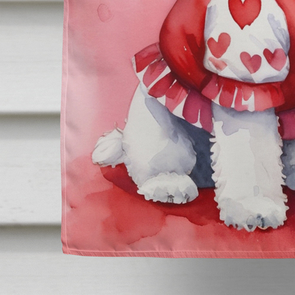 Bichon Frise My Valentine House Flag 28x40 Porch Sleeve Pole Decorative Outside Yard Banner Artwork Wall Hanging, Polyester