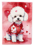 Bichon Frise My Valentine Garden Flag Mailbox Decorative Yard Banner Outside Patio Artwork for Flower Beds, Garden Size, Multicolor