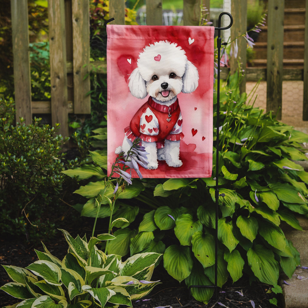Bichon Frise My Valentine Garden Flag Mailbox Decorative Yard Banner Outside Patio Artwork for Flower Beds, Garden Size, Multicolor