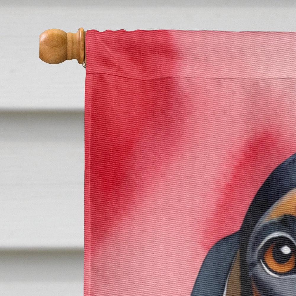 Black and Tan Coonhound My Valentine House Flag 28x40 Porch Sleeve Pole Decorative Outside Yard Banner Artwork Wall Hanging, Polyester