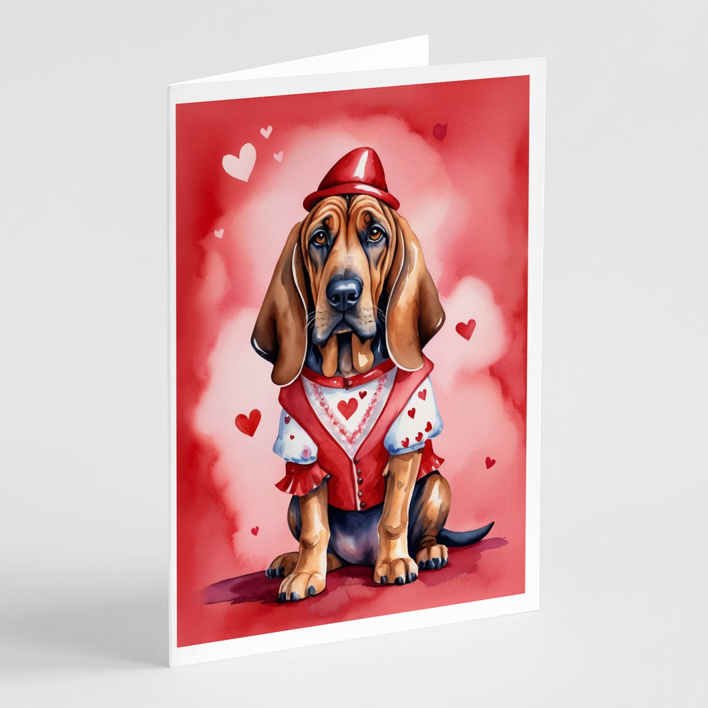 Bloodhound My Valentine Greeting Cards Pack of 8 Blank Cards with Envelopes Whimsical A7 Size 5x7