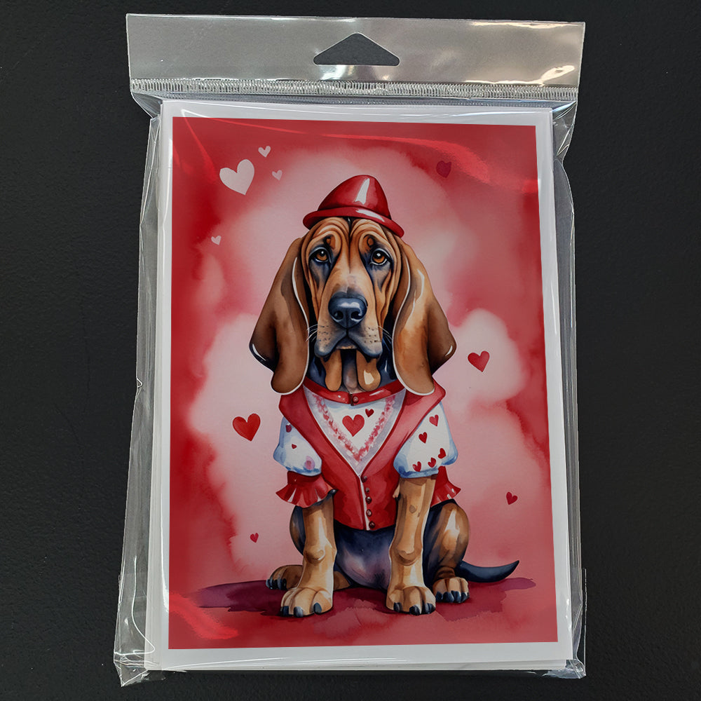 Bloodhound My Valentine Greeting Cards Pack of 8 Blank Cards with Envelopes Whimsical A7 Size 5x7