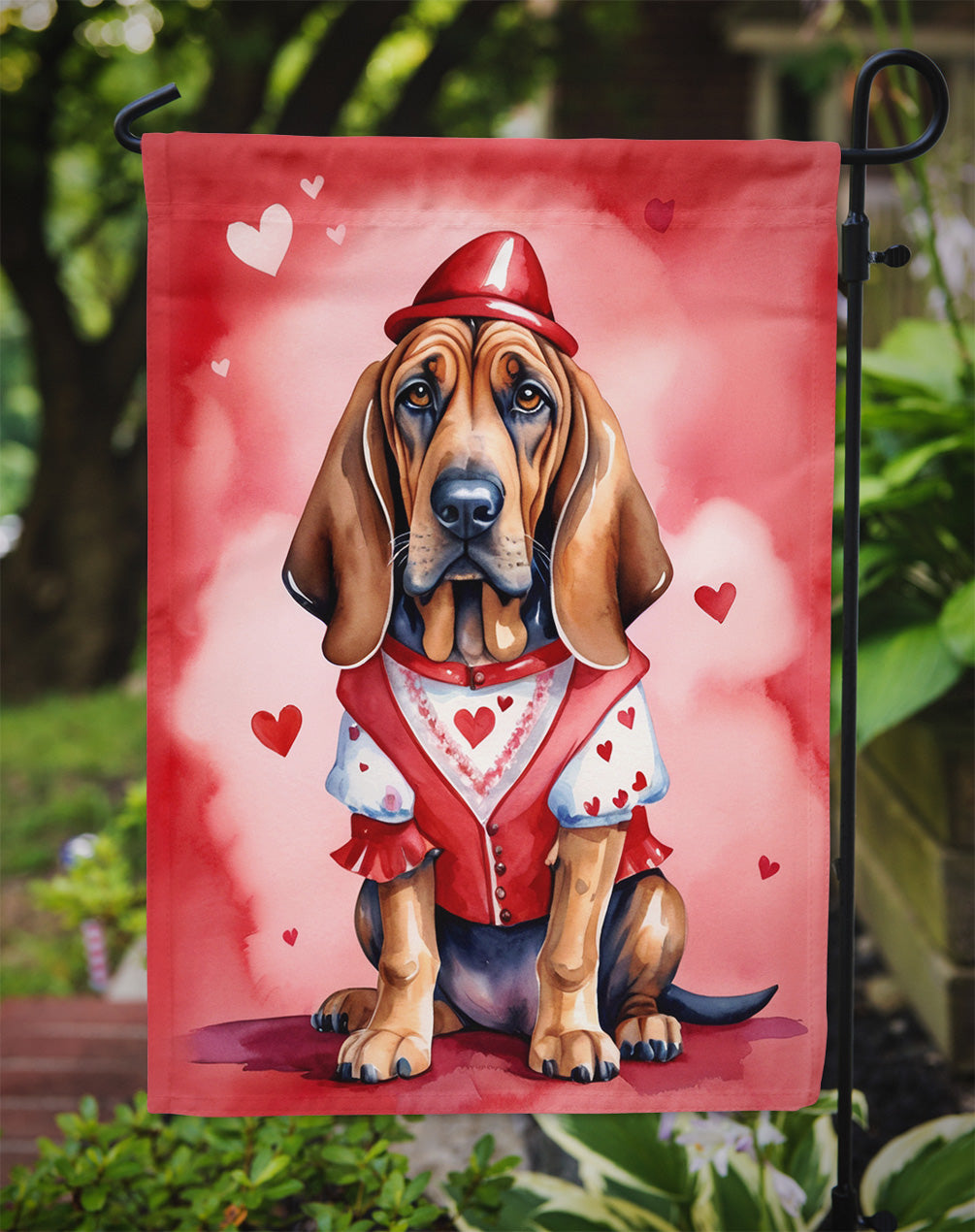 Bloodhound My Valentine Garden Flag Mailbox Decorative Yard Banner Outside Patio Artwork for Flower Beds, Garden Size, Multicolor