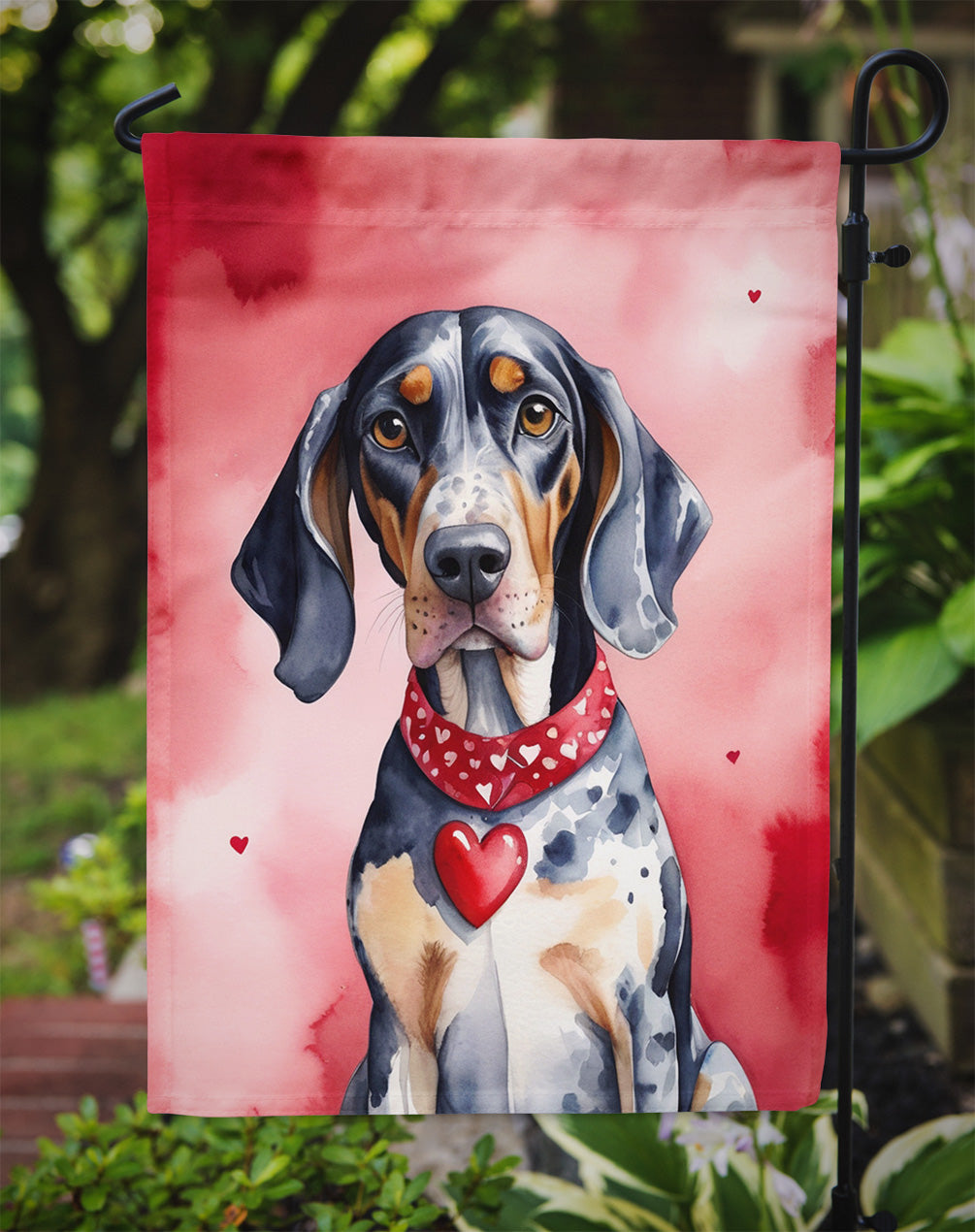 Bluetick Coonhound My Valentine Garden Flag Mailbox Decorative Yard Banner Outside Patio Artwork for Flower Beds, Garden Size, Multicolor