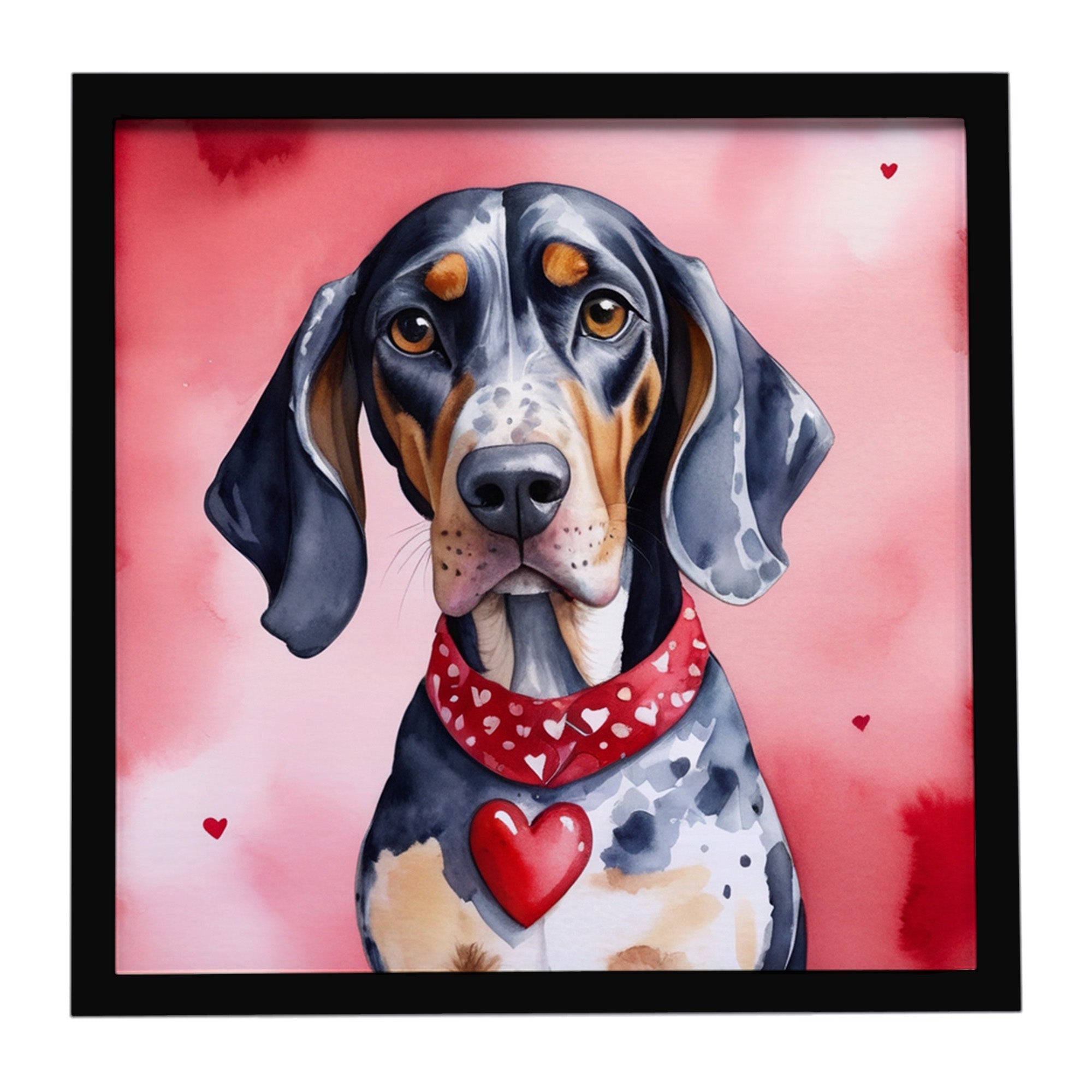 Bluetick Coonhound My Valentine Framed Metal Print Bathroom, Kitchen, Office, Home Decor Wall Art Ready to Hang, Square, 8X8