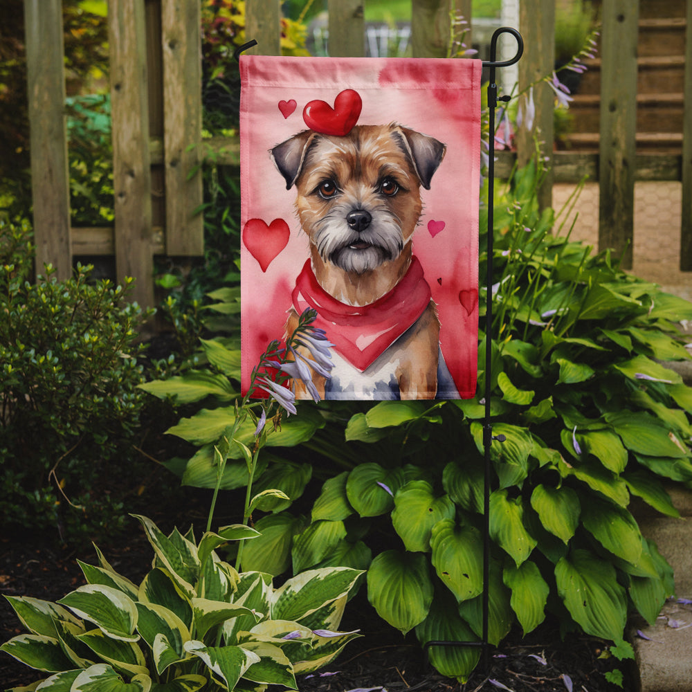 Border Terrier My Valentine Garden Flag Mailbox Decorative Yard Banner Outside Patio Artwork for Flower Beds, Garden Size, Multicolor
