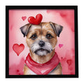 Border Terrier My Valentine Framed Metal Print Bathroom, Kitchen, Office, Home Decor Wall Art Ready to Hang, Square, 8X8