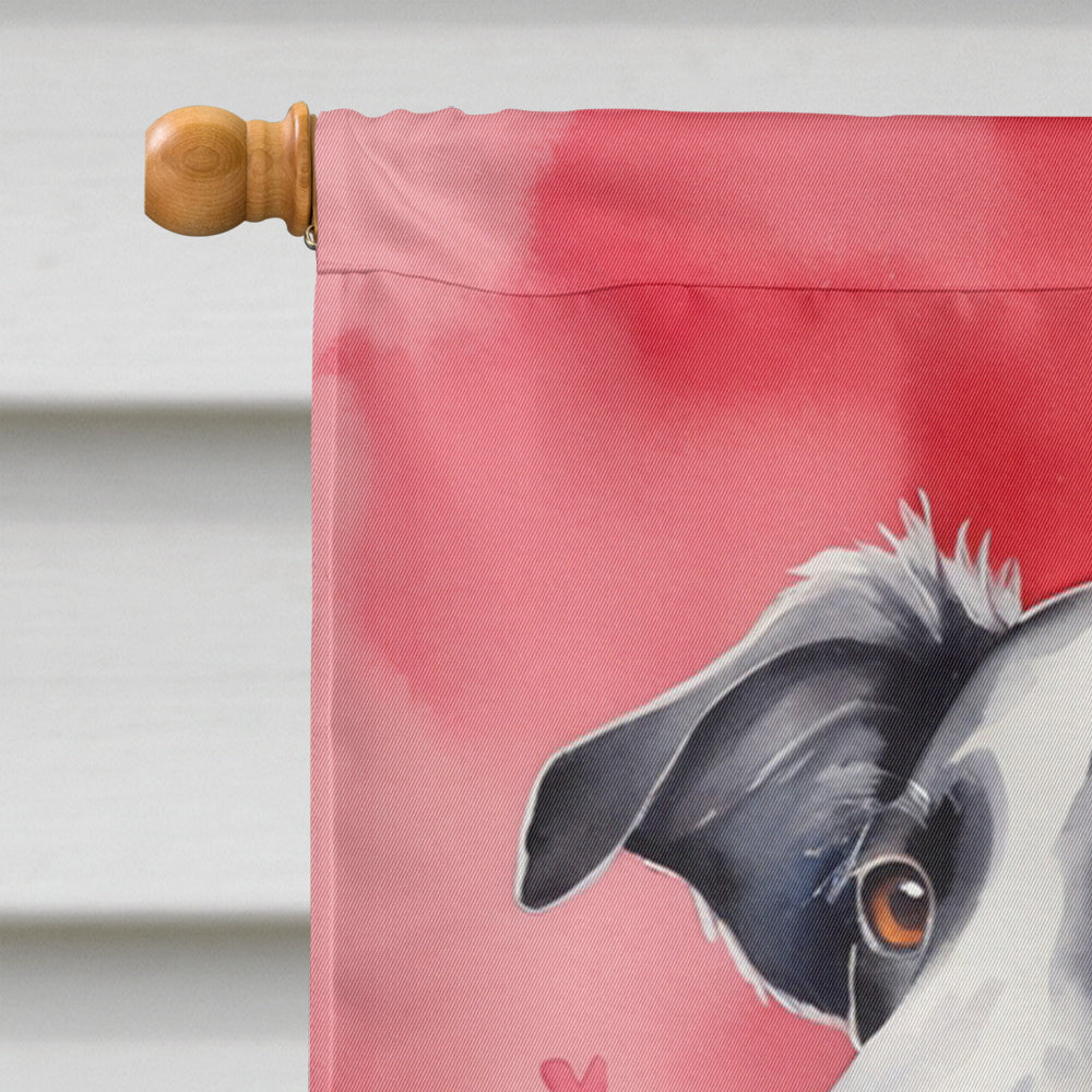 Borzoi My Valentine House Flag 28x40 Porch Sleeve Pole Decorative Outside Yard Banner Artwork Wall Hanging, Polyester