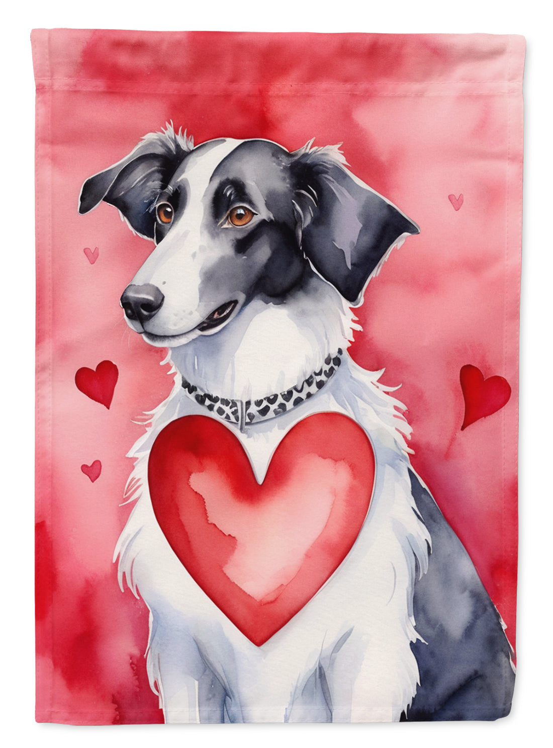 Borzoi My Valentine Garden Flag Mailbox Decorative Yard Banner Outside Patio Artwork for Flower Beds, Garden Size, Multicolor