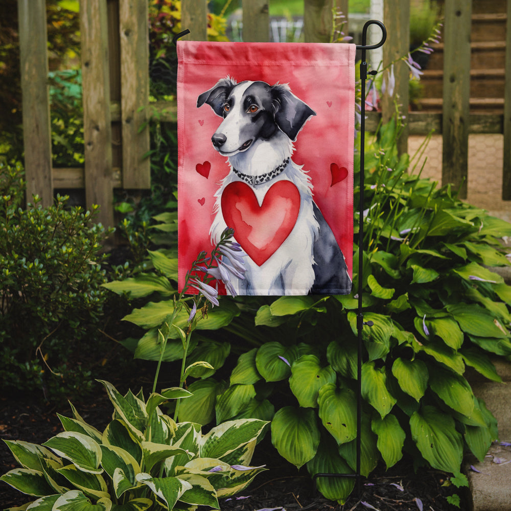 Borzoi My Valentine Garden Flag Mailbox Decorative Yard Banner Outside Patio Artwork for Flower Beds, Garden Size, Multicolor