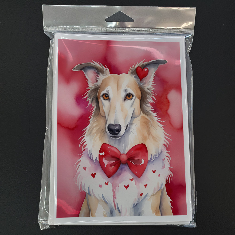 Borzoi My Valentine Greeting Cards Pack of 8 Blank Cards with Envelopes Whimsical A7 Size 5x7