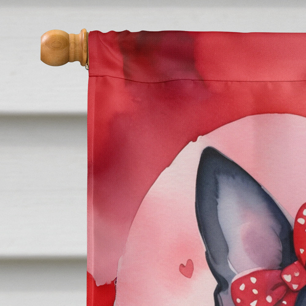 Boston Terrier My Valentine House Flag 28x40 Porch Sleeve Pole Decorative Outside Yard Banner Artwork Wall Hanging, Polyester