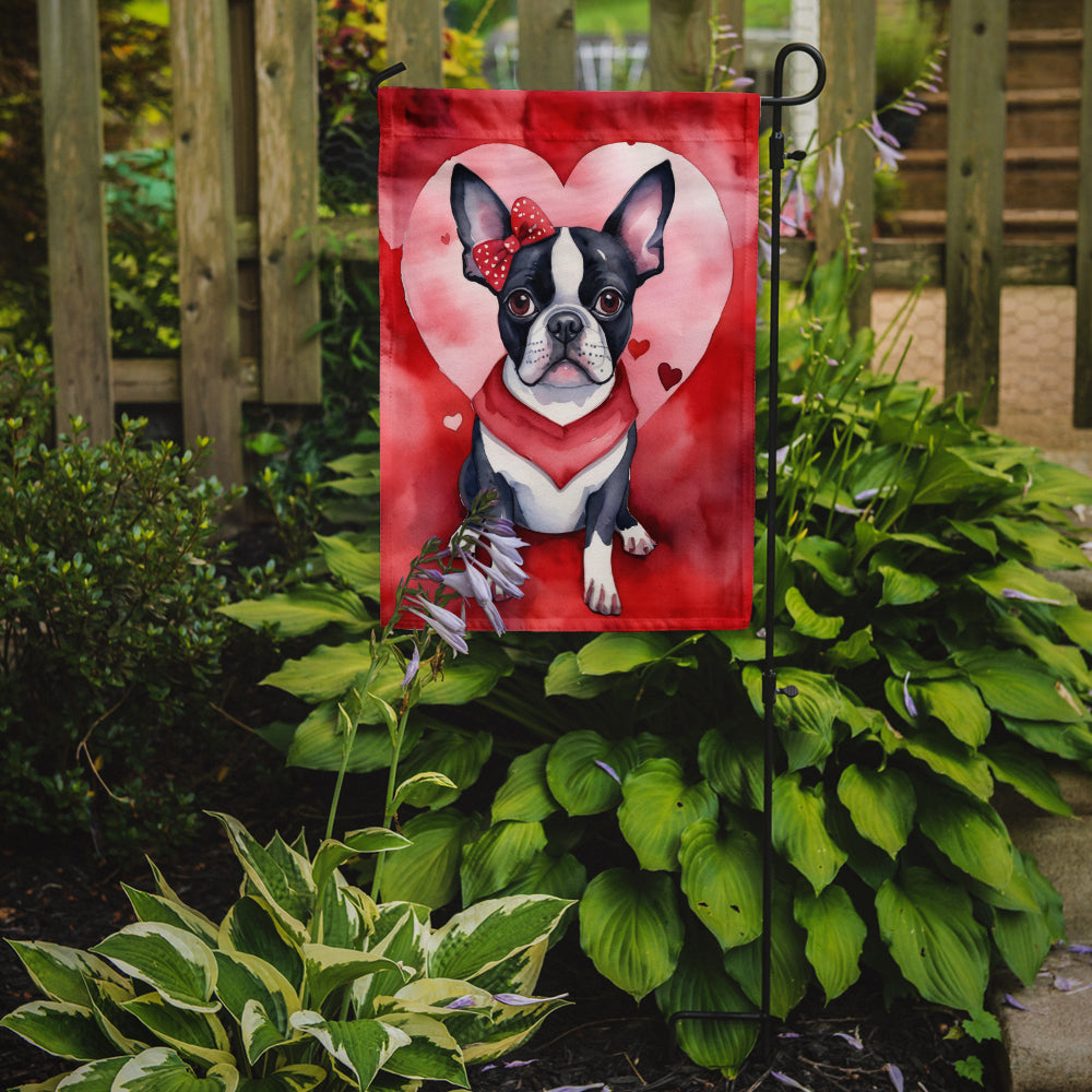 Boston Terrier My Valentine Garden Flag Mailbox Decorative Yard Banner Outside Patio Artwork for Flower Beds, Garden Size, Multicolor