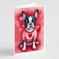 Boston Terrier My Valentine Greeting Cards Pack of 8 Blank Cards with Envelopes Whimsical A7 Size 5x7