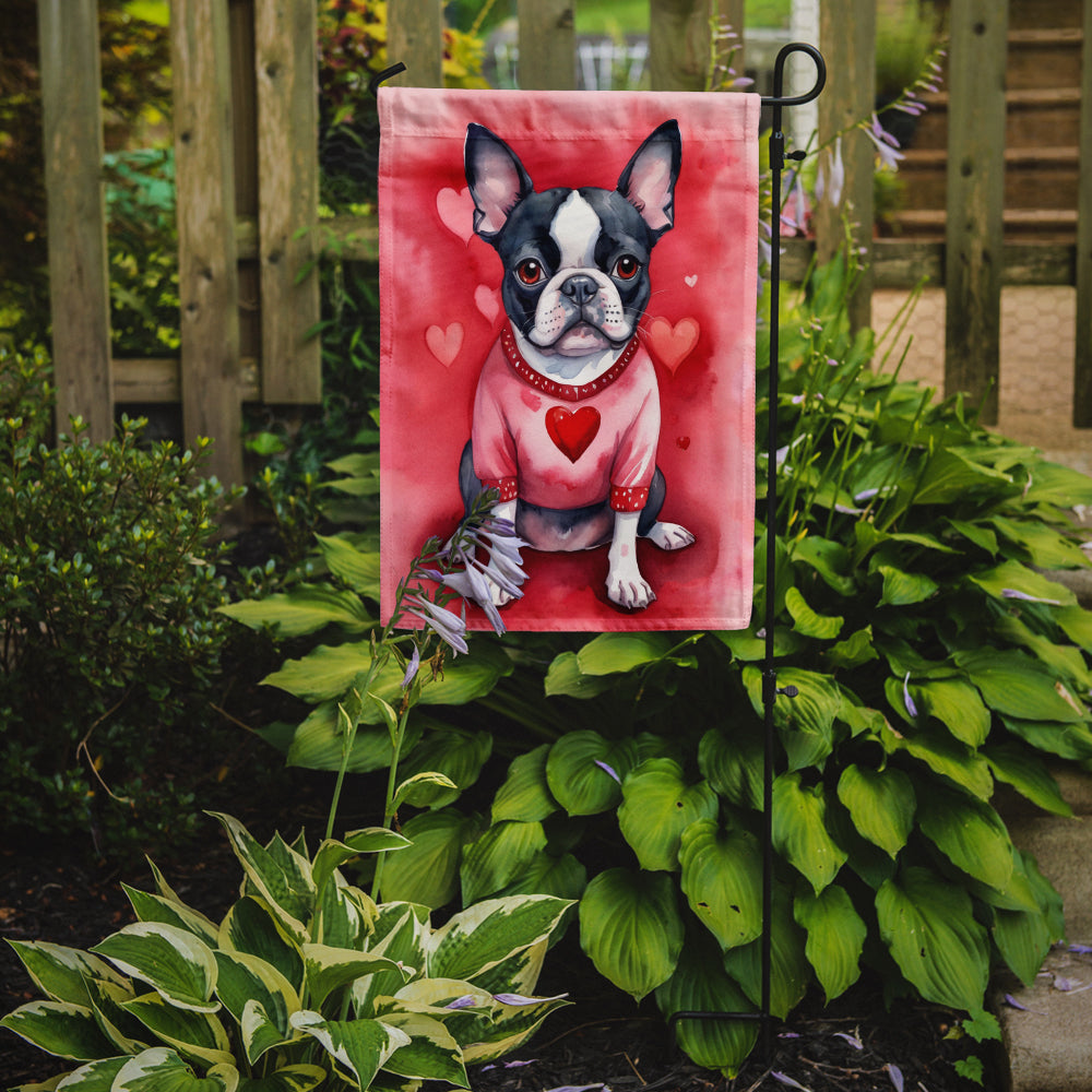 Boston Terrier My Valentine Garden Flag Mailbox Decorative Yard Banner Outside Patio Artwork for Flower Beds, Garden Size, Multicolor