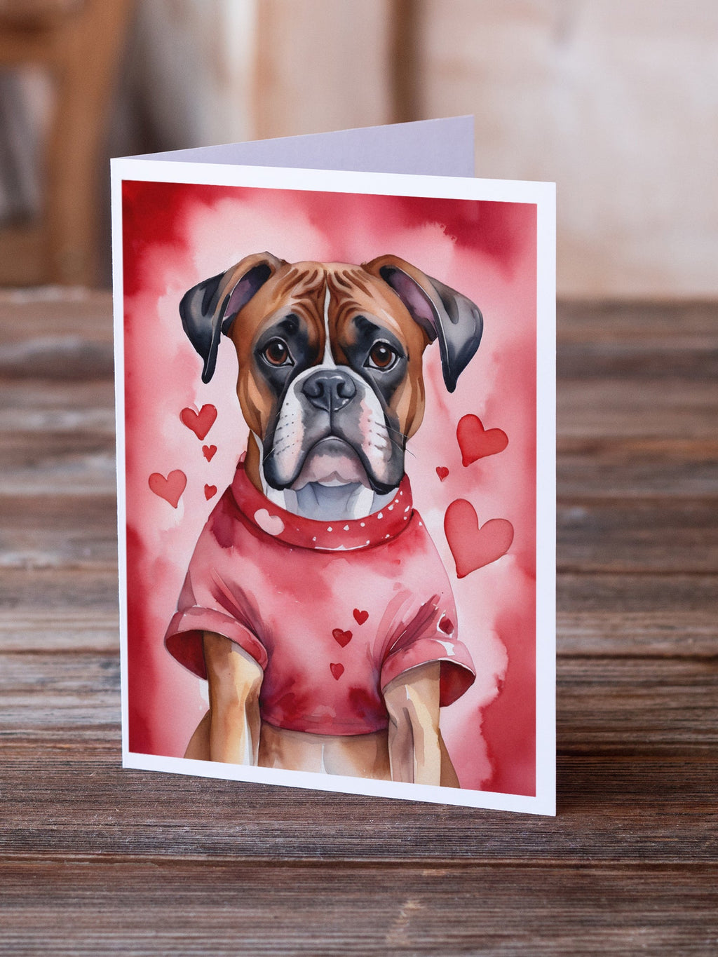 Boxer My Valentine Greeting Cards Pack of 8 Blank Cards with Envelopes Whimsical A7 Size 5x7