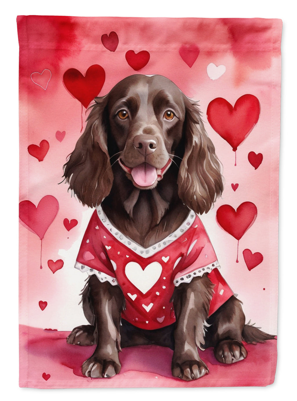 Boykin Spaniel My Valentine House Flag 28x40 Porch Sleeve Pole Decorative Outside Yard Banner Artwork Wall Hanging, Polyester