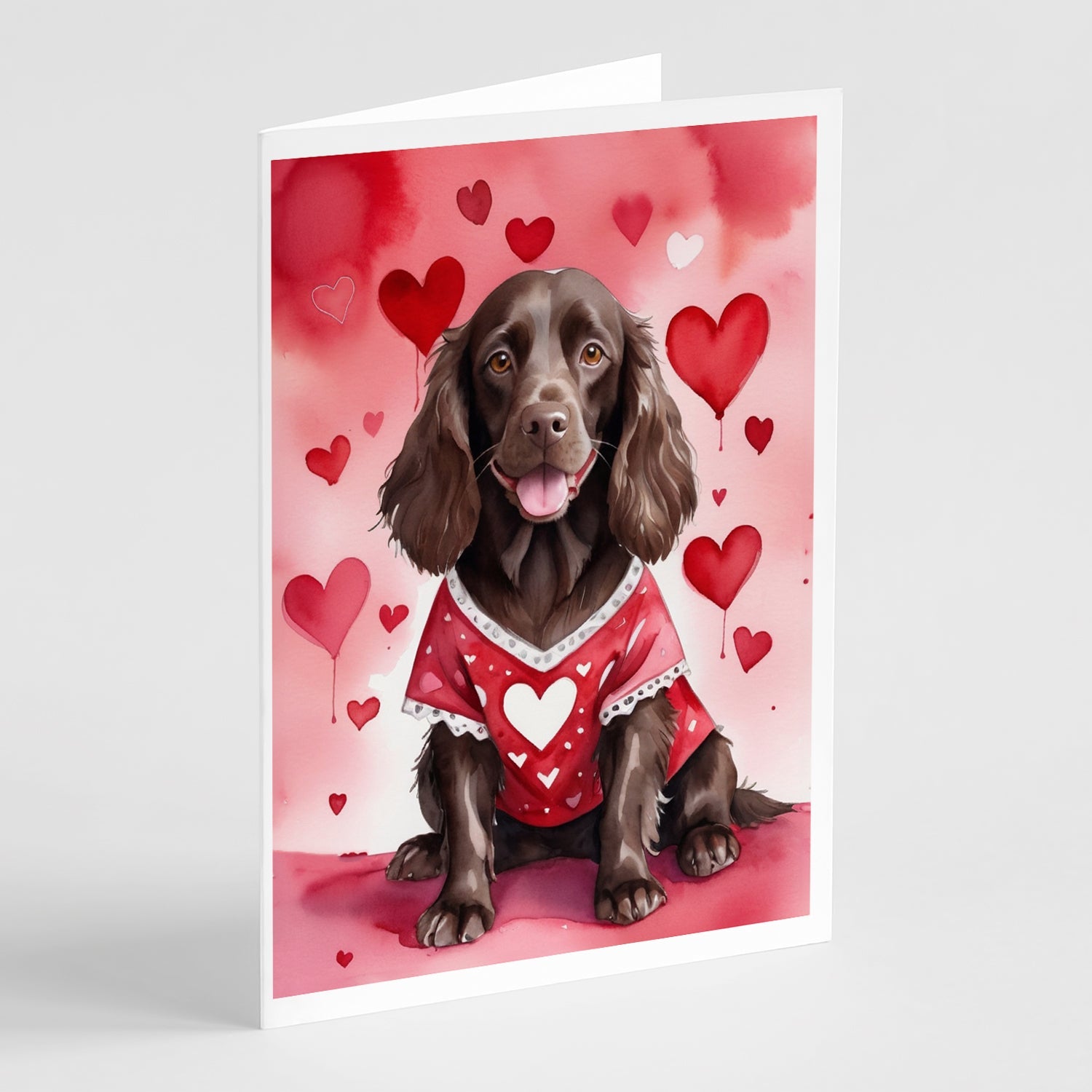 Boykin Spaniel My Valentine Greeting Cards Pack of 8 Blank Cards with Envelopes Whimsical A7 Size 5x7