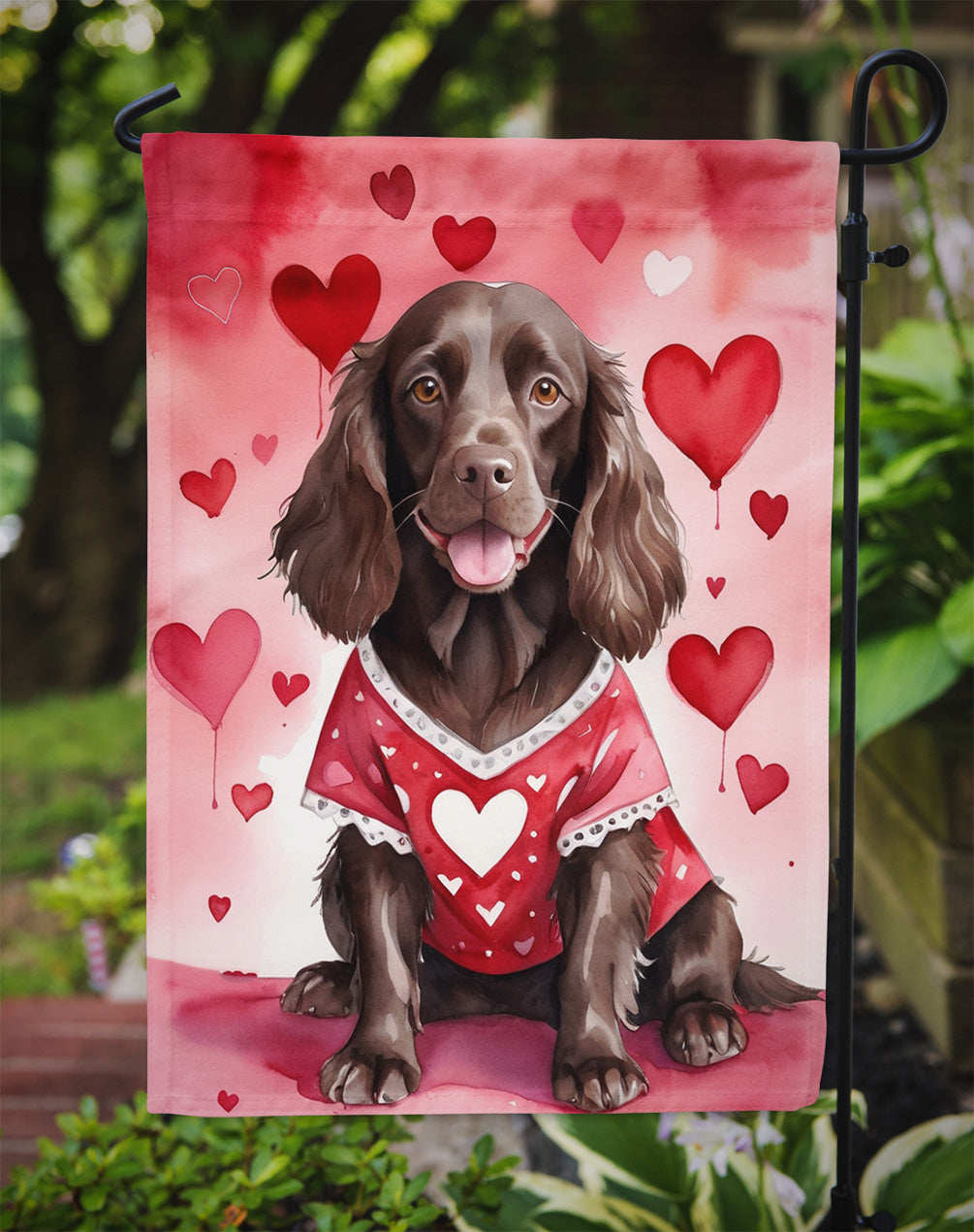 Boykin Spaniel My Valentine Garden Flag Mailbox Decorative Yard Banner Outside Patio Artwork for Flower Beds, Garden Size, Multicolor